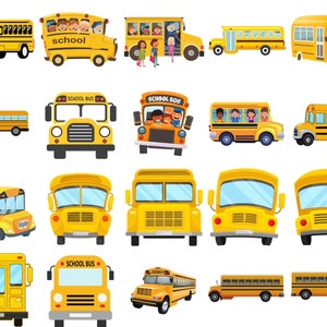 100 Cartoon School Bus PNG Bundle • Cute Yellow Bus Clipart • Back to School PNG • School Transportation Graphics • Digital Download