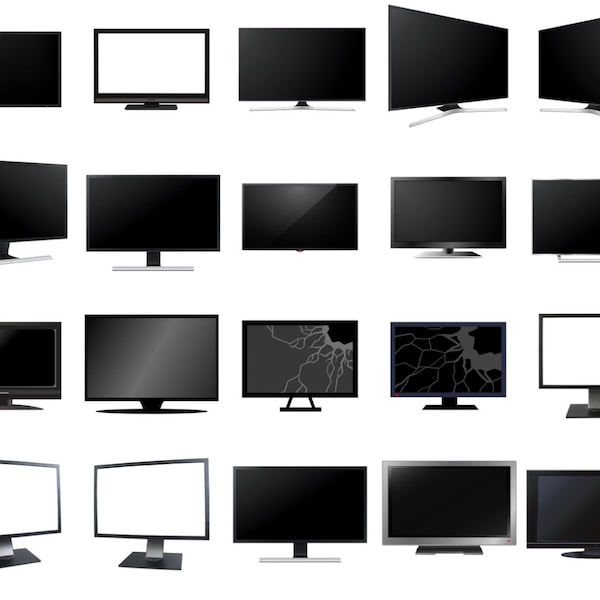 20 Images: TV flat screen, New Television, Clipart/PNG ONLY Bundle, Digital, Instant Download, Ukiyo Designs [2]