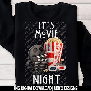 5 Movie Night PNG Bundle | Popcorn Movie Ticket Clipart | Film Reel Movie Night PNG | Digital Download for Movie Night Crafts