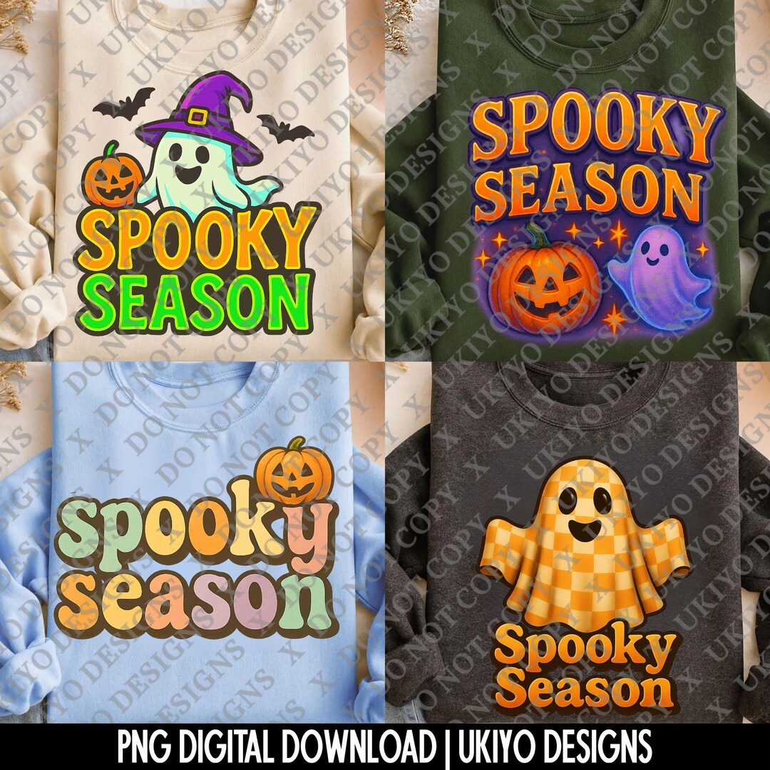 5 Spooky Season PNG Bundle | Halloween Ghost Pumpkin Clipart | Cute ...