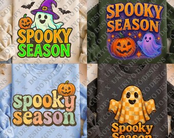 5 Spooky Season PNG Bundle | Halloween Ghost Pumpkin Clipart | Cute Scary Sublimation PNGs | Fall Autumn Digital Download Graphics