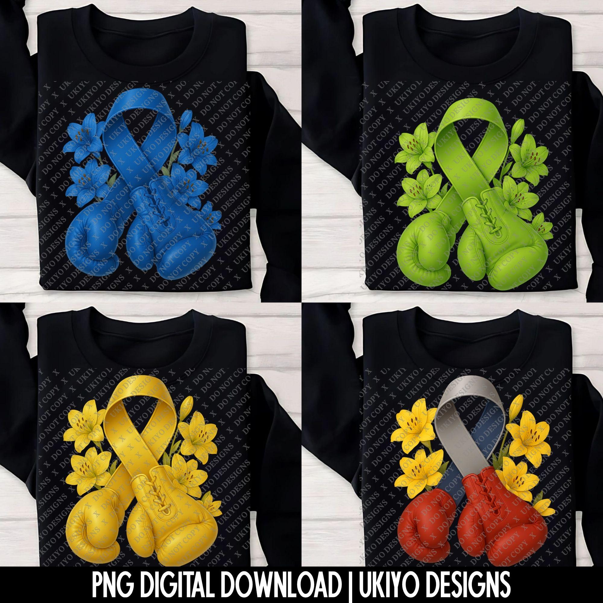20 Cancer Awareness Gloves PNG Bundle | Boxing Gloves Ribbon Clipart ...