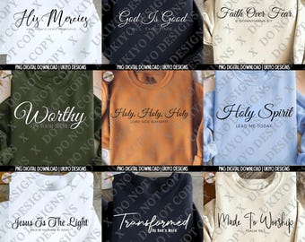 Christian Quote PNG Bundle, Bible Verse Typography (Digital Download)