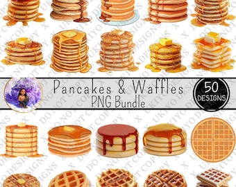 Pancakes & Waffles PNG Clipart, Sweet Breakfast Food Graphics (Digital Download)