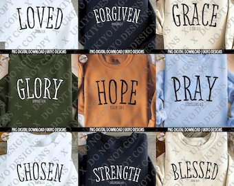 Christian Faith Quote PNG Bundle, Bible Verse Designs (Digital Download)