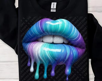 Dripping Glossy Lips PNG, Edgy Sublimation Design (Digital Download)