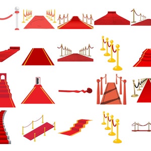 40 Red Carpet, Premiere, Entertainment, Red Ropes Clipart/PNG Bundle, Digital Download, Instant Downloads, Ukiyo Designs [1]