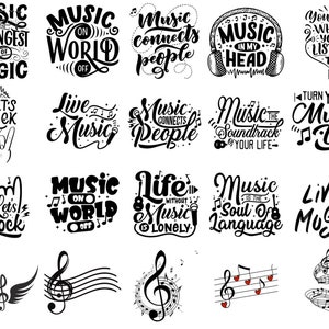 20 images : musique, notes de musique, énonciations de musique Clipart/PNG UNIQUEMENT Bundle, numérique, téléchargement immédiat, dessins Ukiyo -2