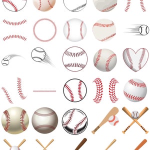 55 images: Baseball, Baseball bat, Baseball glove, baseball glove, baseball plate, Sports Clipart/PNG Bundle, Digital/Instant Download [1]