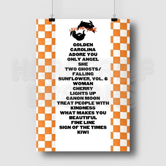 Harry Styles Love on Tour SETLIST Poster Etsy