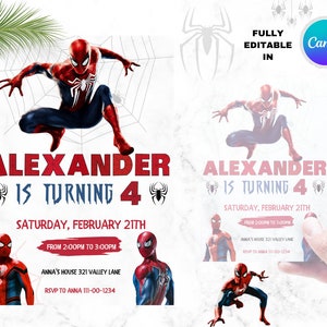 Spiderman birthday Invitation, printable Spiderman Invitation, birtday Invitation, birthday party invitation card, birthday online invite zdjęcie 1