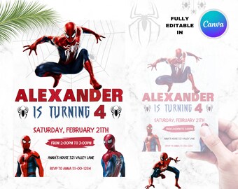 Spiderman birthday Invitation, printable Spiderman Invitation, birtday Invitation, birthday party invitation card, birthday online invite