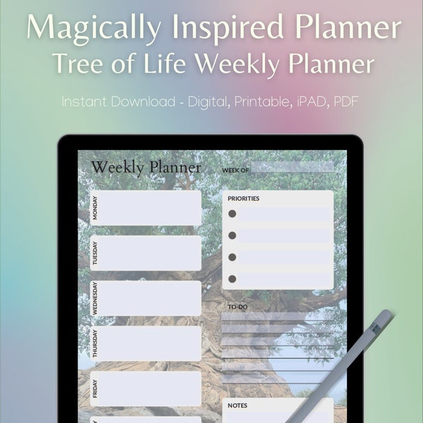 Magically Inspired Tree of Life Weekly Planner, Digital, Printable, iPAD, PDF