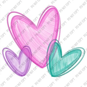 Watercolor Hearts - PNG File - Valentine - Valentines Day - Tshirt Design Download - Children - Adult - Hearts - Sublimation