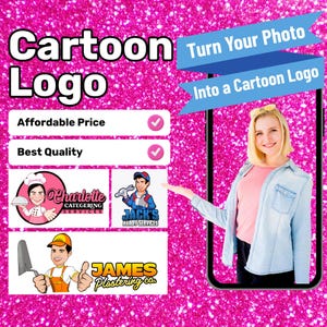 Custom Cartoon Logo – Personalized Caricature Logo for Business | Hair, Candle, Lash, Baking Logo | Unique Branding Illustration