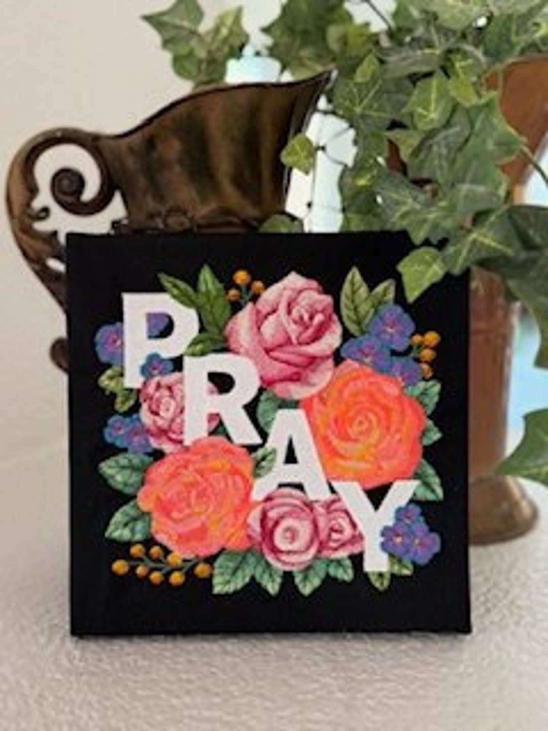 Pray Embroidered Picture - Etsy