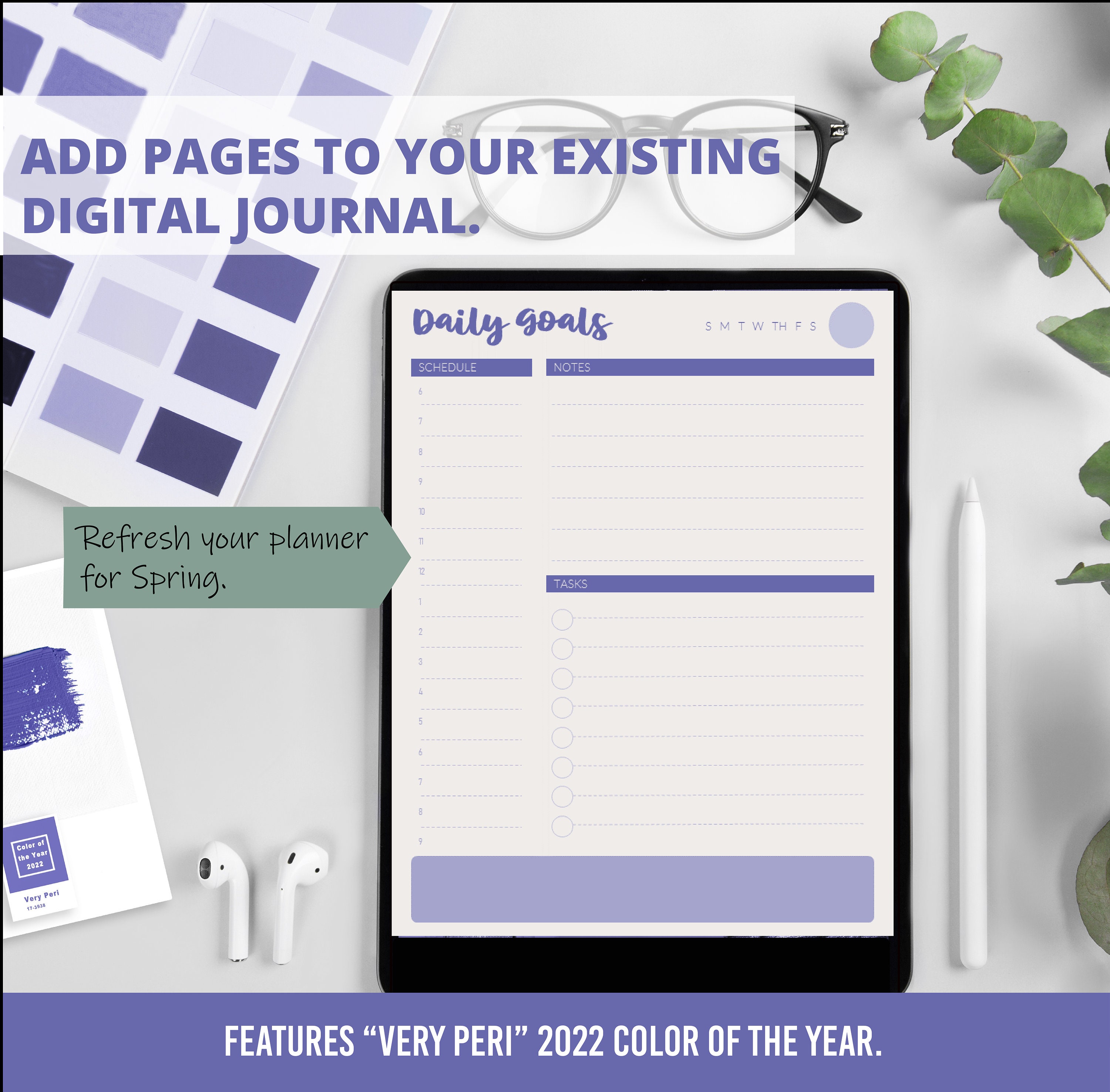 Daily Planning Inserts for Digital Notebook, Digital Planner or Digital ...