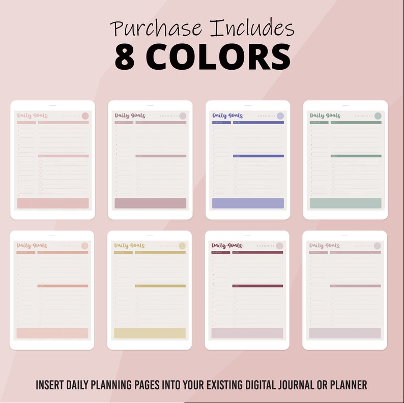 Daily Planning Inserts for Digital Notebook, Digital Planner or Digital ...