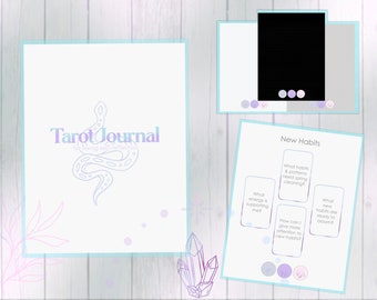 May include: A printable tarot journal with a snake illustration and the text "Tarot Journal for loving self-reflection". The journal is designed to help you reflect on new habits, energy, and spring cleaning.