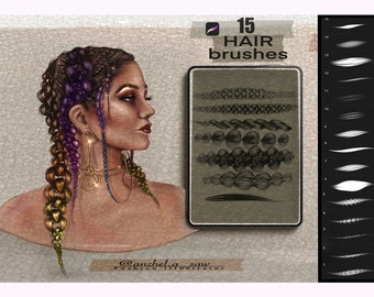 Procreate Hair Brushes | Hair Stamps | Procreate Hairstyle Stamp Collection | 15 Brushes | Procreate Brushes Set | Procreate Hair Stamps