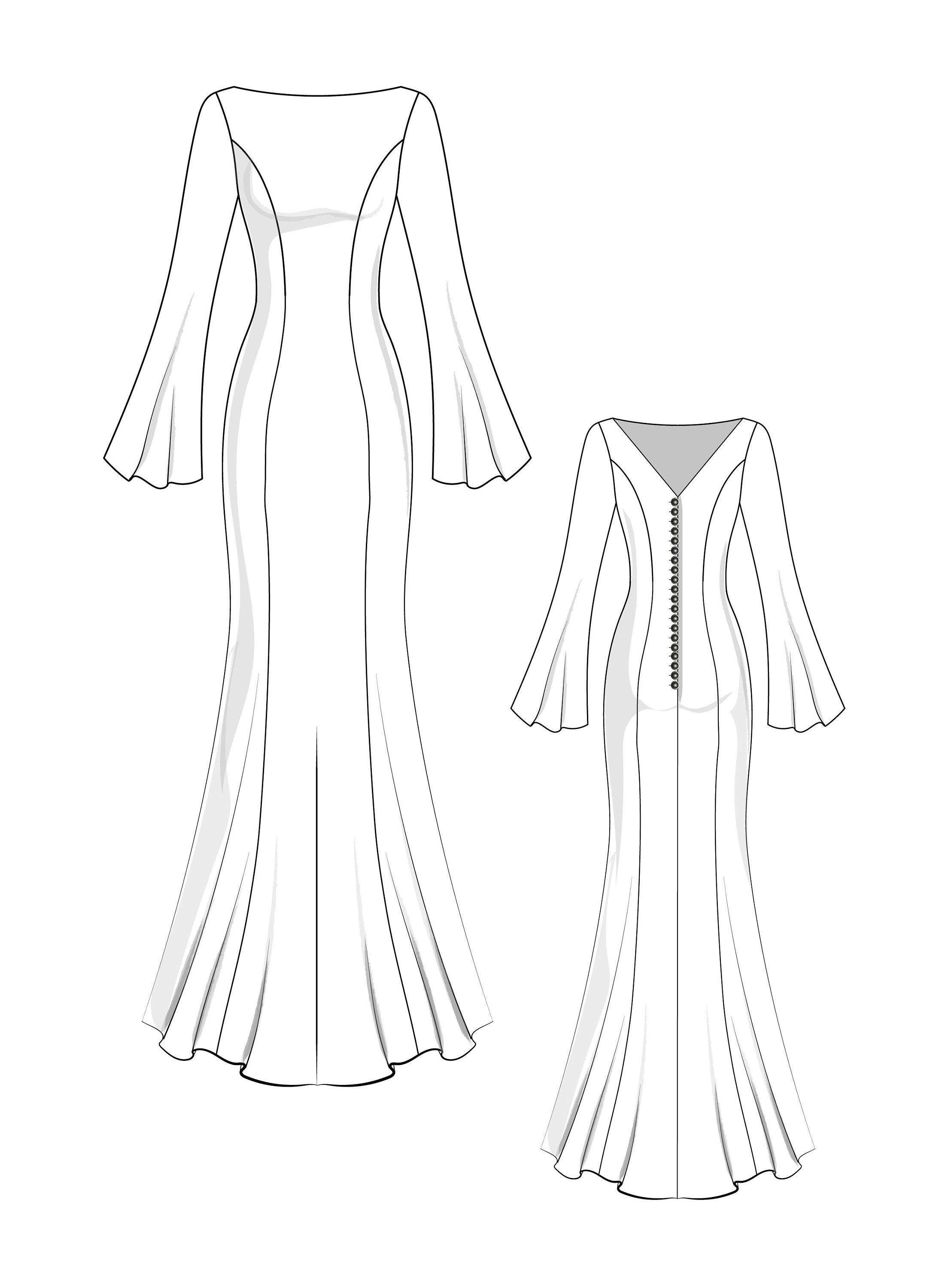 Long Sleeve Dress - Technical Drawing