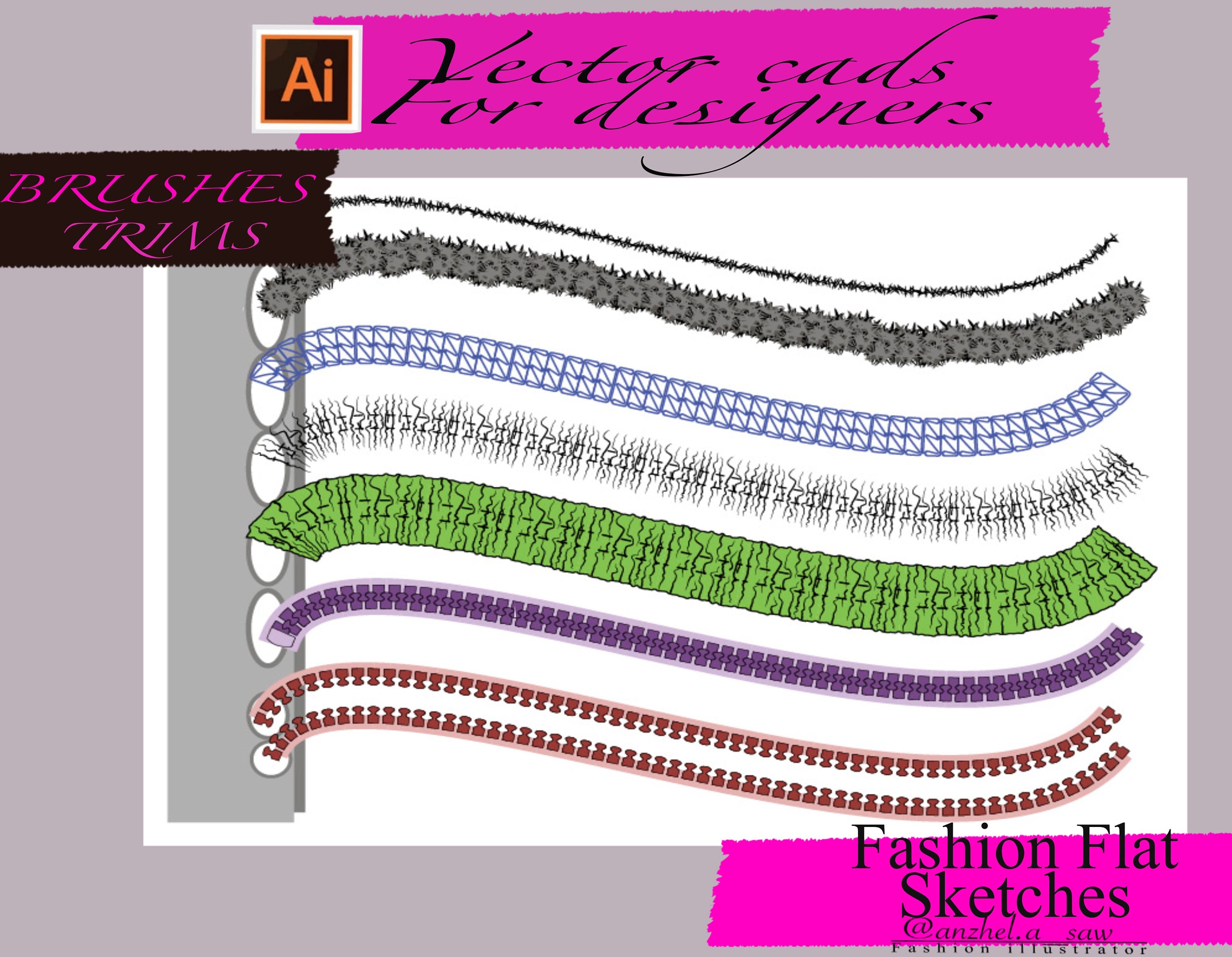 Vector Trim Brush Set AI Trim Brushes Sets of Ai Brushes Illustrator