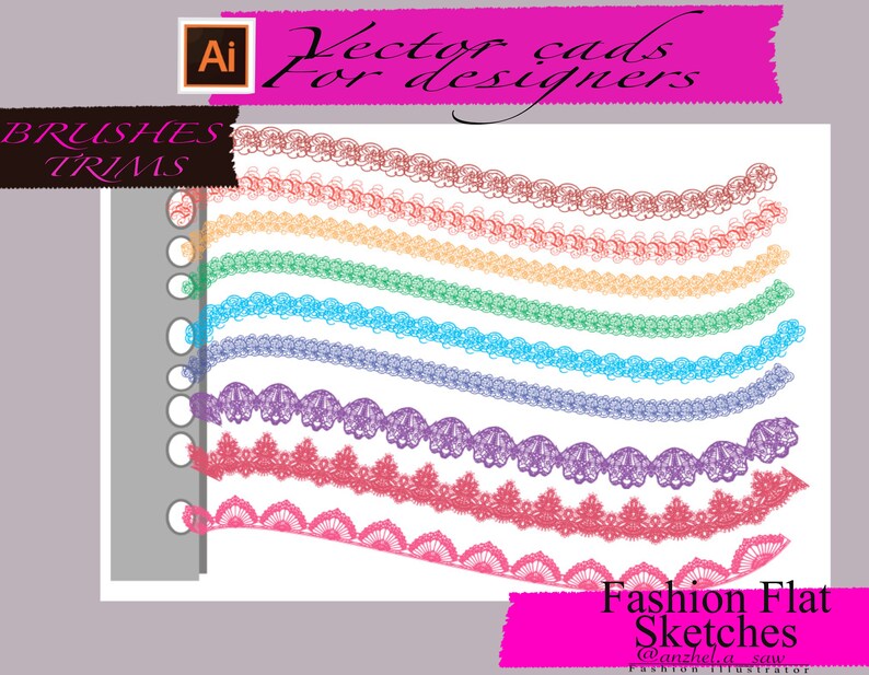 Vector Trim Brush Set AI Trim Brushes Sets of Ai Brushes Etsy