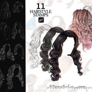 Procreate Hair Brushes | Hair Stamps | Procreate Hairstyle Stamp Collection | 11 Brushes | Procreate Brushes Set | Procreate Hair Stamps