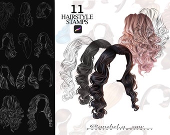Procreate Hair Brushes | Hair Stamps | Procreate Hairstyle Stamp Collection | 11 Brushes | Procreate Brushes Set | Procreate Hair Stamps