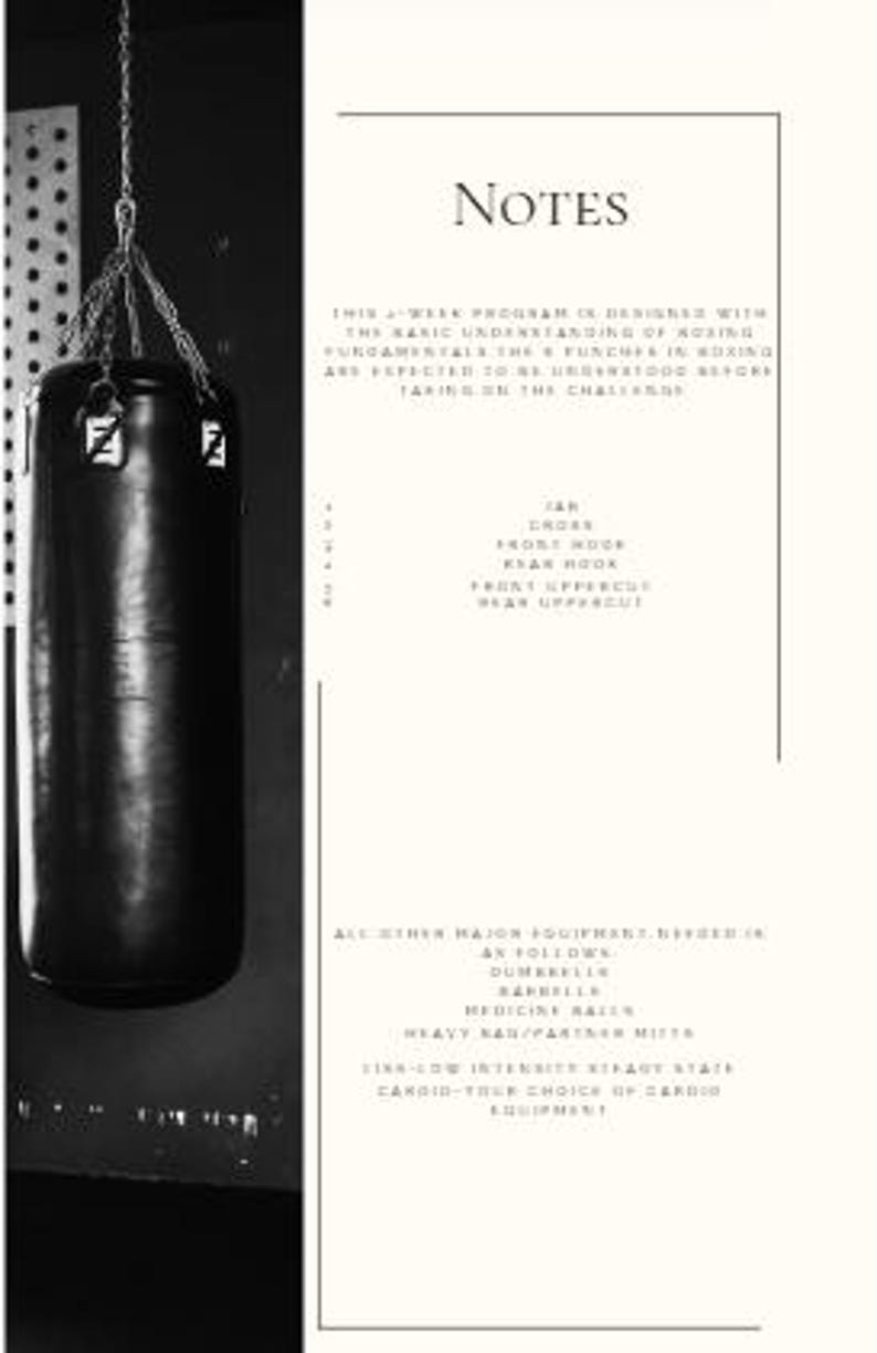 Boxing Fitness Plan - Etsy