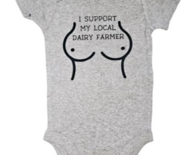 Onesie - Funny baby clothes - I support my local dairy farmer