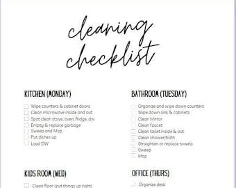 Cleaning checklist