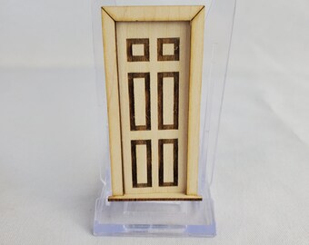 Porte de maison de poupée à 6 panneaux surélevés mi-échelle