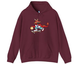 Sudadera con capucha con gráfico de baloncesto Shredi Dragon Skateboarding