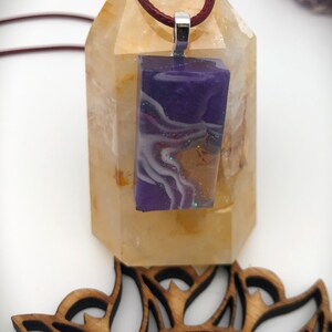 Purple Resin Pendant with White Waive Accent