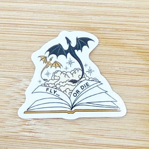 Dragons Flying Out Of Book Sticker, Fourth Wing Sticker, Empyrean Dragon Sticker, Iron Flame Sticker, Waterproof Bookish Sticker, Kindle