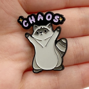 Chaos Raccoon Funny Enamel Pin, Raccoon Lovers Pin, Brooch Gift, Cute Raccoon Gift, Animal Lover Button Pin Badge