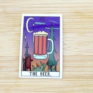 The Beer Tarot Card Sticker, Waterproof, Tarot Card Sticker, Water Bottle Sticker, Laptop Decal, Phone Stickers, Funny, Witchy, Novelty