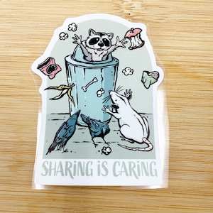 Sharing Is Caring Sticker, Possum Opossum Planner, Craft, Vinyl Art Sticker, Wildlife, Animal Rehab, Animal Lover, Raccoon, Bee, Skunk