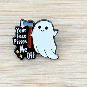 Pin de esmalte suave "Uy, tu cara me enfureció", lindos pines de esmalte de fantasmas, broches de dibujos animados espeluznantes, divertidos regalos de joyería para amigos, novedad