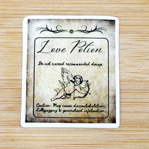 Love Potion Wizard Potion Sticker, Apothecary Stickers for Halloween Decor & Wizard Party, Witch Birthday Decor, Spell Jar Sticker