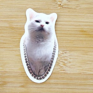 Thug Cat Meme Sticker, Funny Cat Sticker, Funny Waterproof Sticker Decal For Laptop, Luggage, Water Bottle, Phone Case