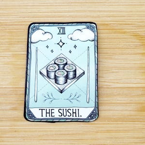 Der Sushi Tarot Kartenaufkleber, wasserdicht, Tarot Kartenaufkleber, Wasserflaschenaufkleber, Laptop Aufkleber, Telefonaufkleber, Lustig, Witchy, Neuheit