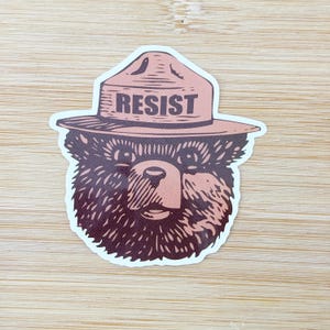 Resist Sticker, National Park, Smokey the Bear, Resist, National Parks Sticker, Progressive Stickers, Nature Lover Gift