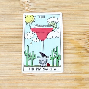 Margarita Tarot Card Sticker, Waterproof, Tarot Card Sticker, Water Bottle Sticker, Laptop Decal, Phone Stickers, Funny, Witchy, Novelty