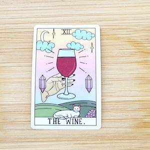 The Wine Tarot Card Sticker, Waterproof, Tarot Card Sticker, Water Bottle Sticker, Laptop Decal, Phone Stickers, Funny, Witchy, Novelty