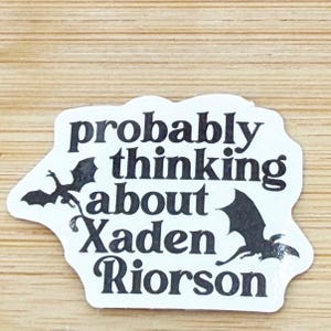 Probably Thinking About Xaden Sticker, Fourth Wing Sticker, Empyrean Dragon Sticker, Iron Flame Sticker, Waterproof Bookish Sticker, Kindle
