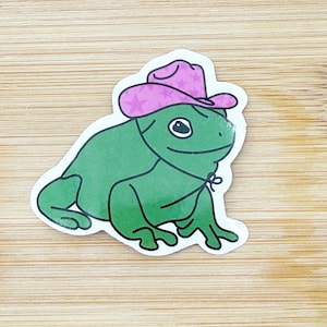 Cowgirl Frog Glossy Sticker, Country Toad Sticker, Funny Frog Sticker, Cowboy Frog Sticker, Cute Western Sticker