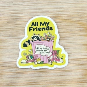 My Friends Are Trash Raccoon Sticker, Funny Raccoon Sticker, Sarcastic Sticker, Meme Sticker, Cute Raccoon, Waterproof Vinyl Sticker