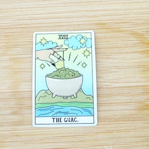Adesivo de carta de tarô Guac, à prova d'água, adesivo de carta de tarô, adesivo de garrafa d'água, decalque para laptop, adesivos para telefone, engraçado, de bruxa, novidade